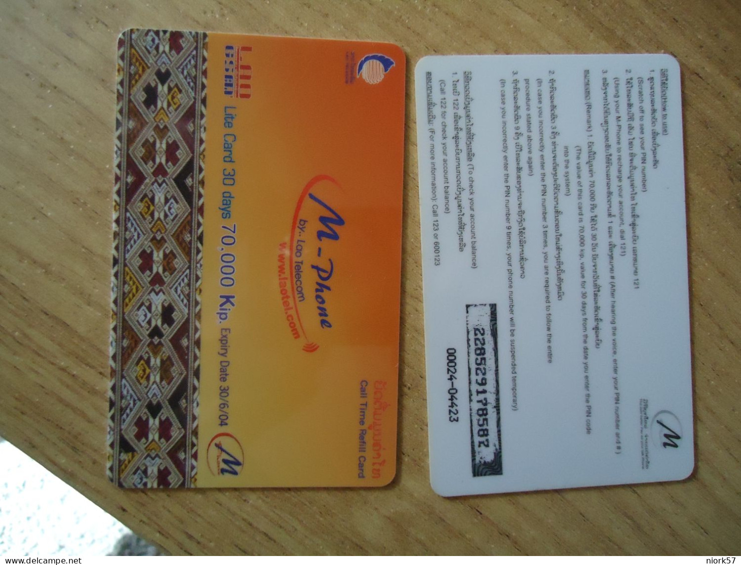 LAOS USED CARDS  ADVESTISING - Laos
