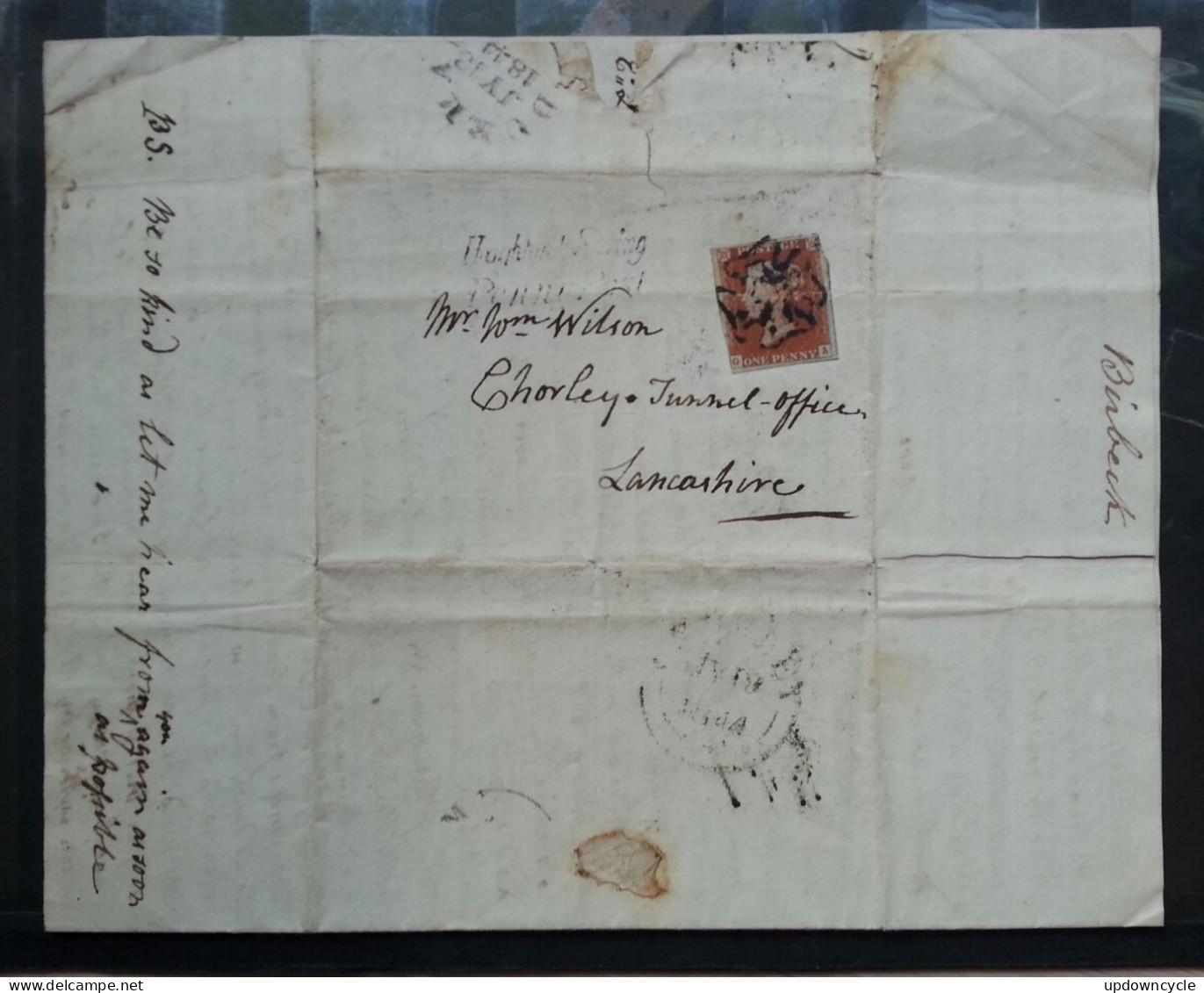 1844 Maltese Cross Penny Red On Complete Letter To Lancashire. - Covers & Documents