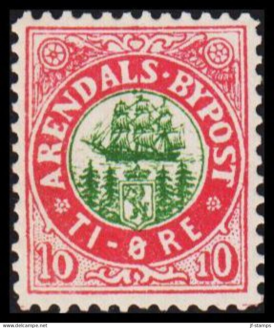 1885. NORGE. ARENDALS BYPOST TI ÖRE. Hinged.  - JF531601 - Lokale Uitgaven