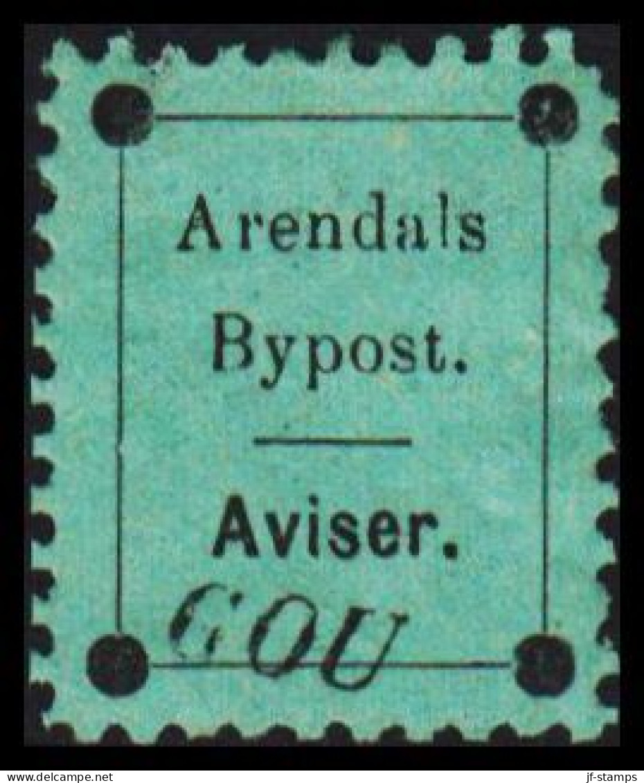 1886. NORGE. ARENDALS BYPOST Aviser. Kontrol Printed GOU (G.O. Ulleberg). Hinged.  - JF531602 - Emissions Locales