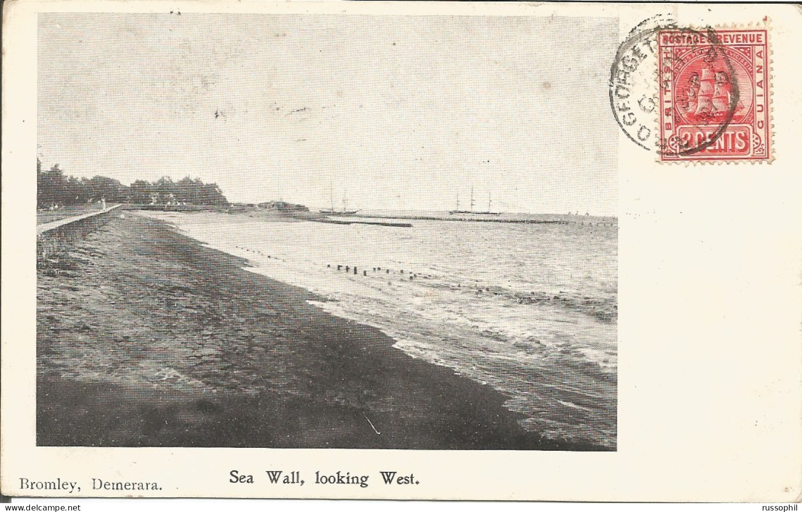 GUYANA - BRITISH GUYANA - SEA WALL, LOOKING WEST - ED. BROMLEY - 1907 - Guyana (formerly British Guyana)