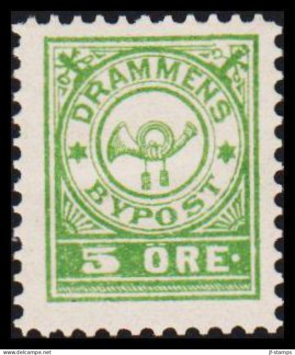 1888. NORGE. BYPOST DRAMMEN (Børresens) 5 ØRE. Perforated. Hinged.  - JF531619 - Emissioni Locali