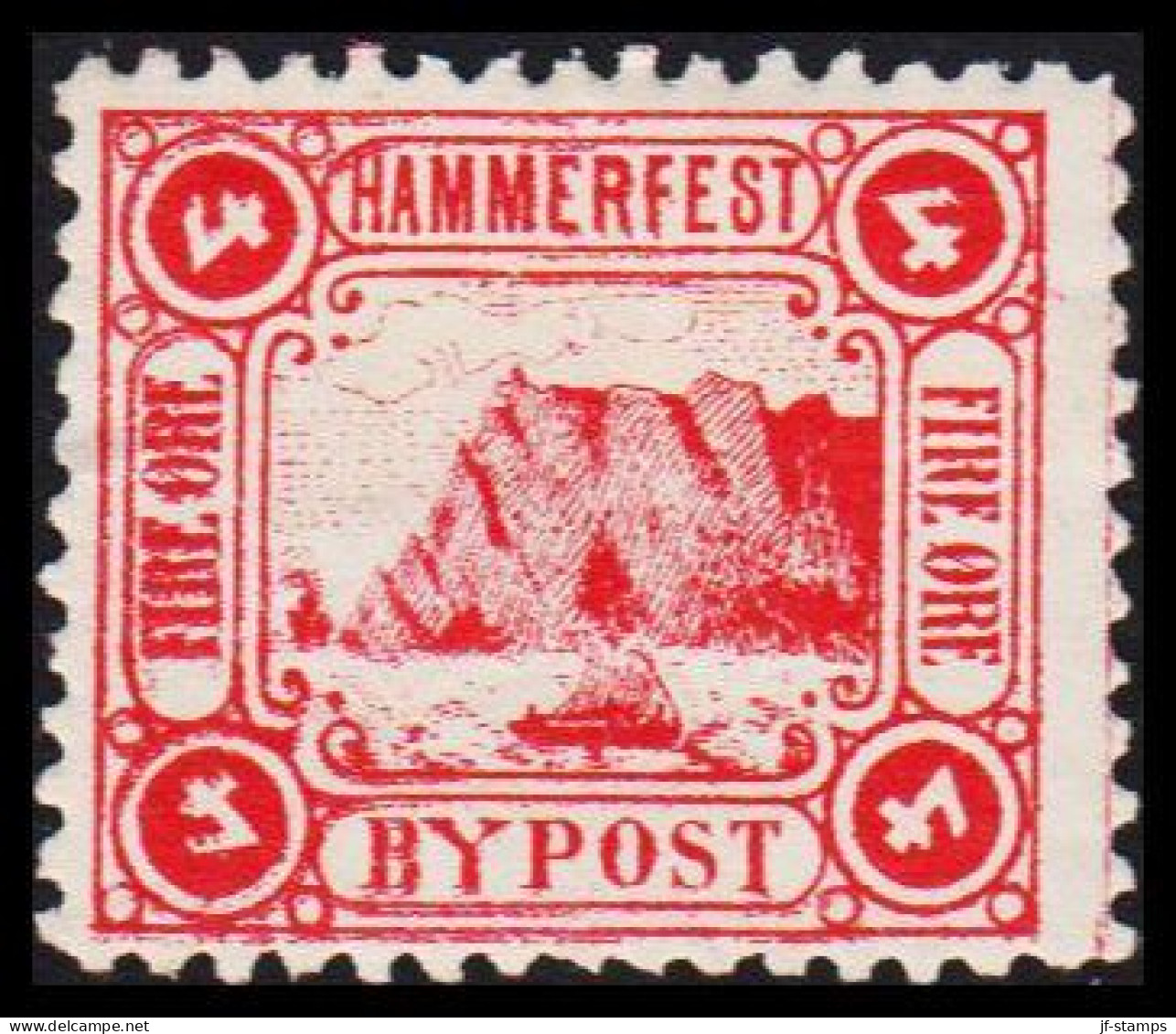 1888. NORGE. HAMMERFEST BYPOST FIRE ÖRE. Hinged. Thin.  - JF531624 - Local Post Stamps