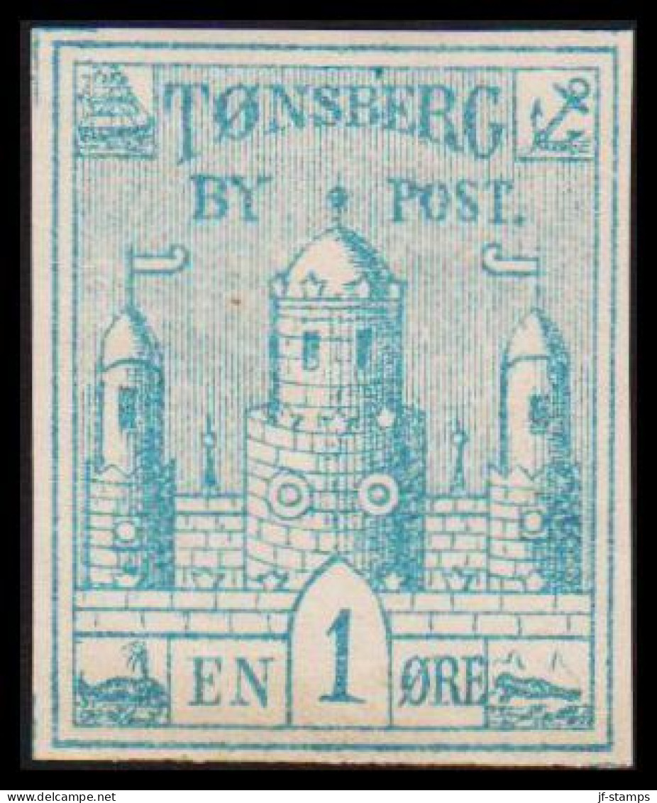 1884. NORGE. TØNSBERG BY POST EN 1 ØRE. Hinged. - JF531633 - Emissioni Locali