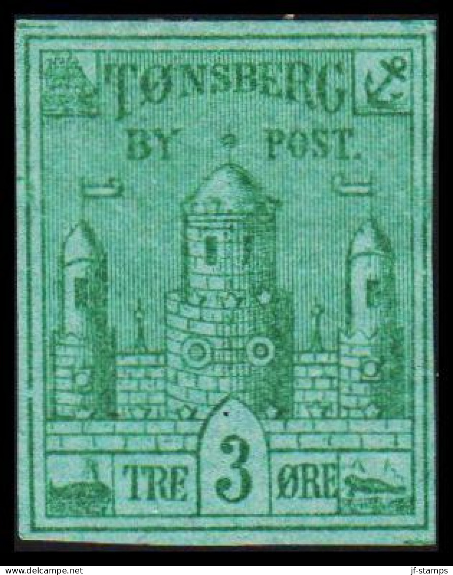 1884. NORGE. TØNSBERG BY POST TRE 3 ØRE. No Gum. - JF531634 - Local Post Stamps