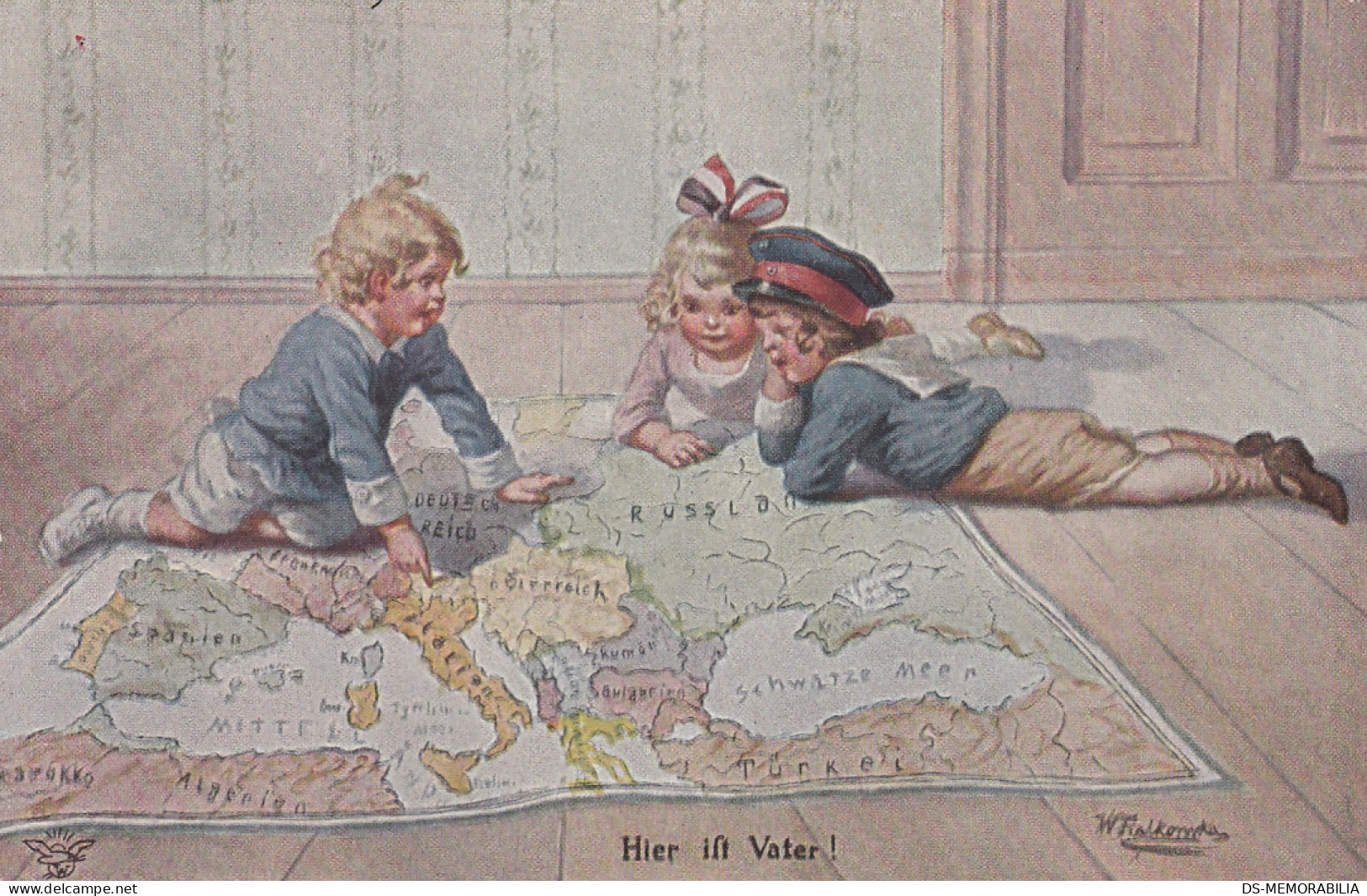 Wally Fialkowska - Children W Map Of Europe , WWI - Fialkowska, Wally