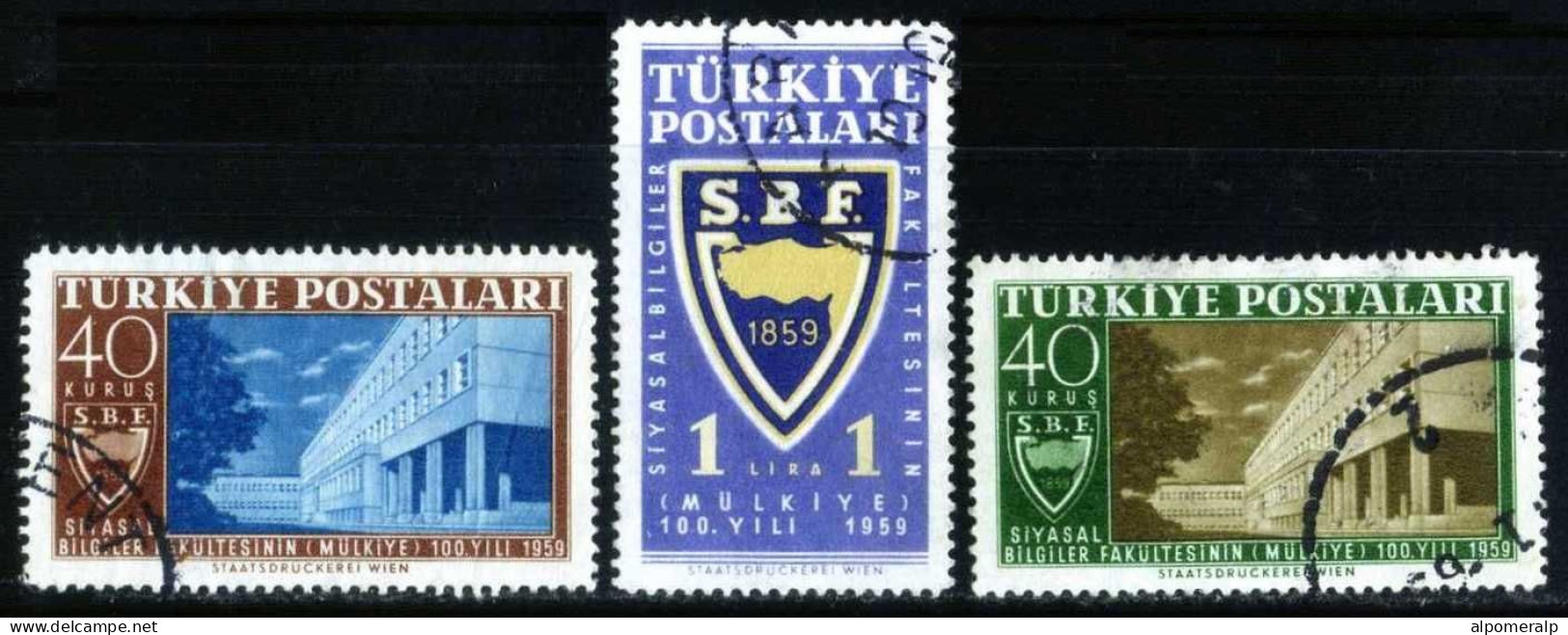 Türkiye 1959 Mi 1694-1696 Faculty Of Political Sciences, 100th Year - Oblitérés