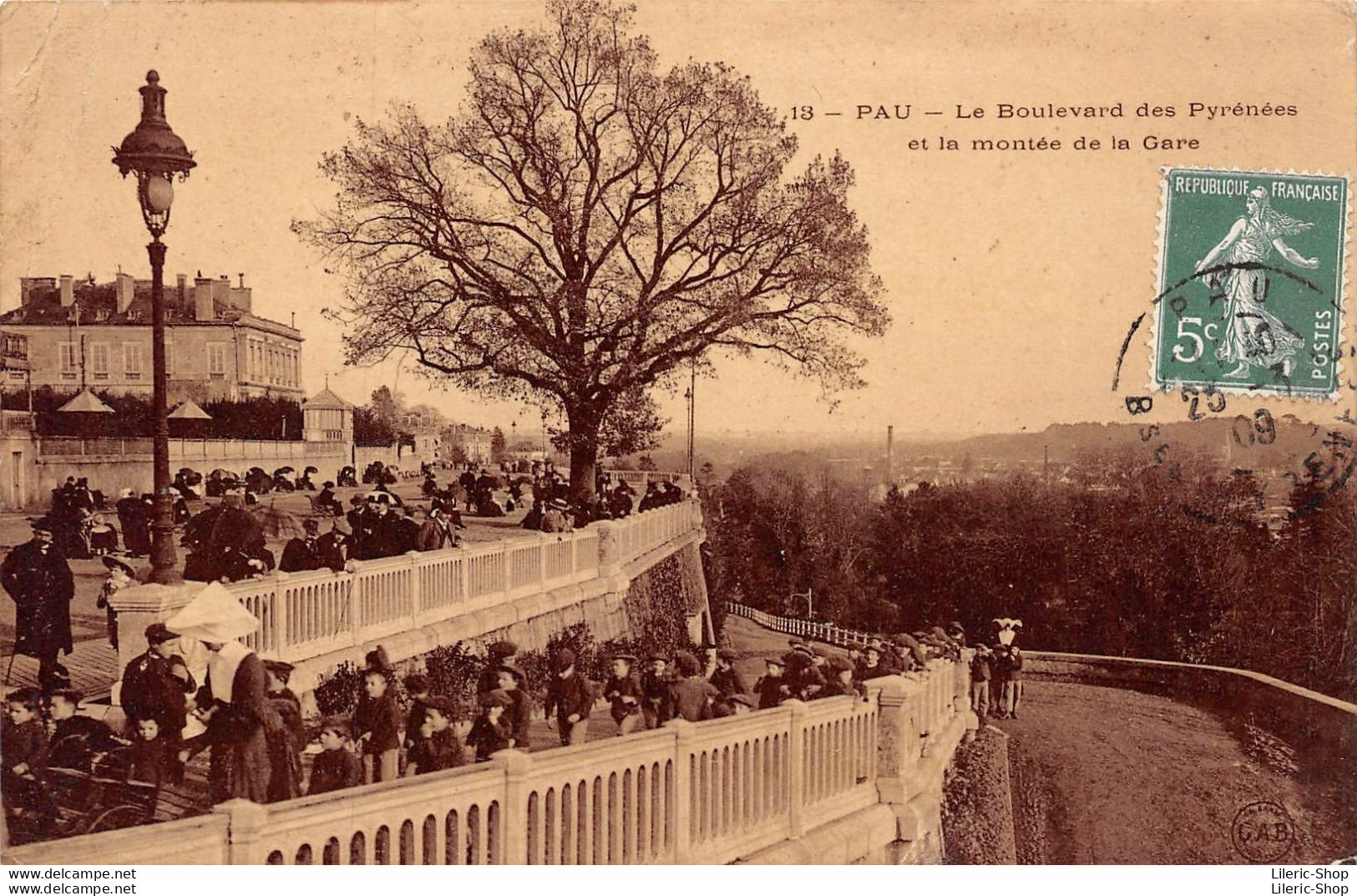 PAU (64) CPA 1909 -  Le Boulevard Des Pyrénées Et La Montée De La Gare-  Éditeur CAB - Pau