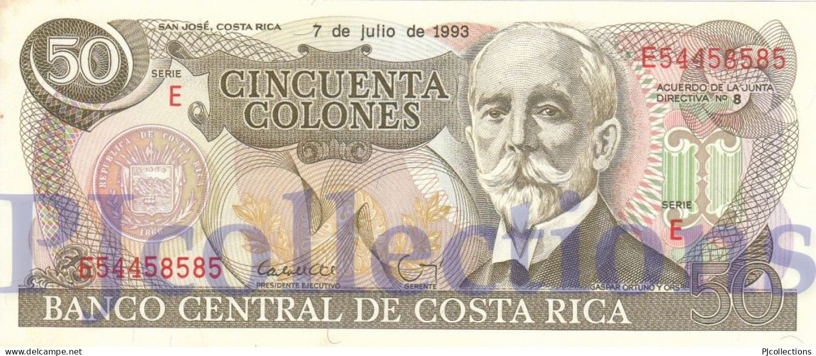 COSTA RICA 50 COLONES 1993 PICK 257a UNC - Costa Rica