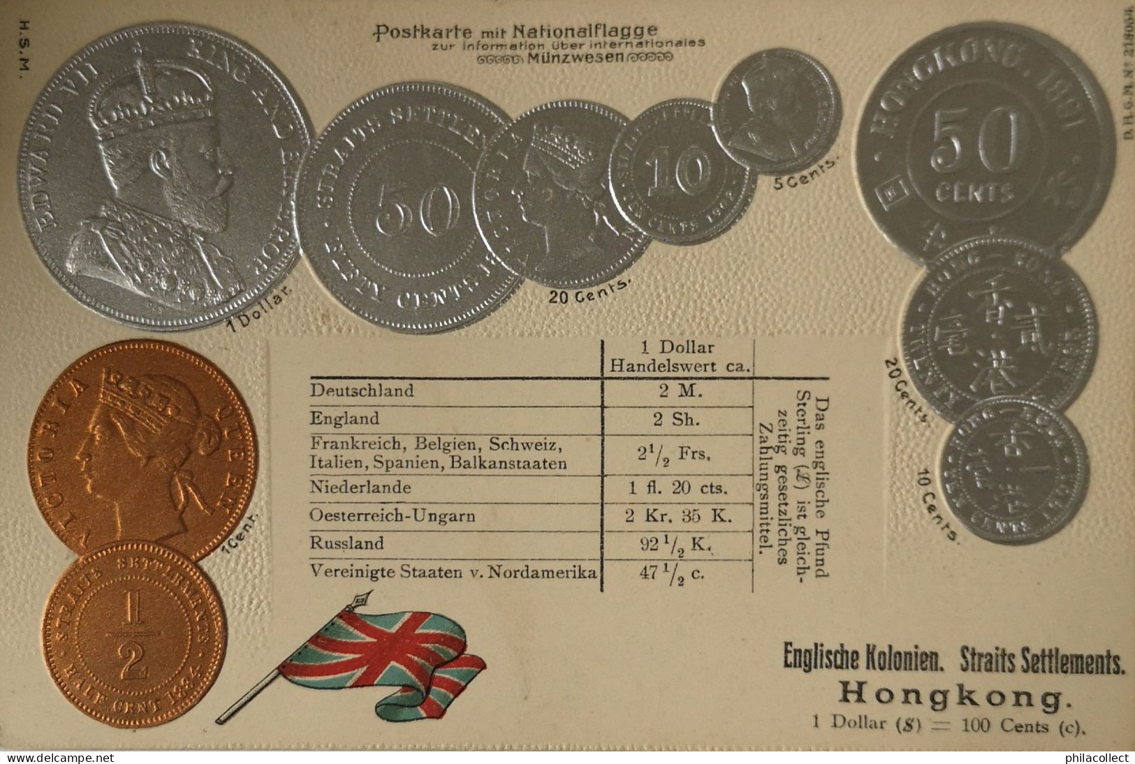 Hong Kong  // Münzkarte Prägedruck - Coin Card Embossed  19?? - Cina (Hong Kong)