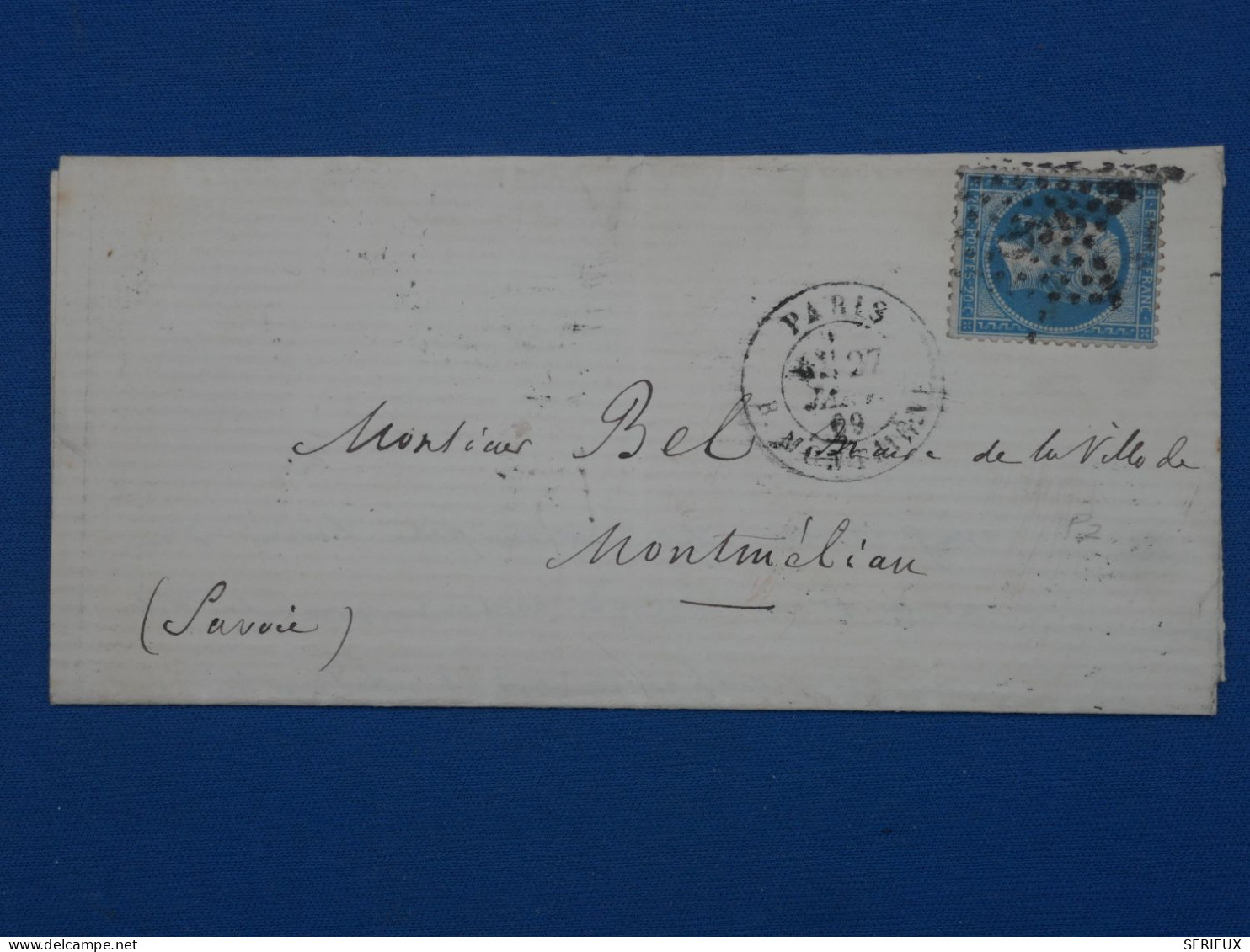 BR2 FRANCE BELLE LETTRE RR 1869 ETOILE DE  PARIS N °9  A MONTMELLIAN + AFFRANCH. INTERESSANT - 1862 Napoleon III