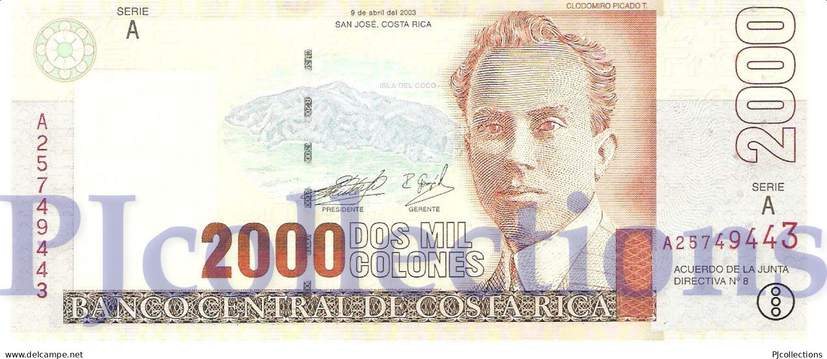 COSTA RICA 2000 COLONES 2003 PICK 265d UNC - Costa Rica