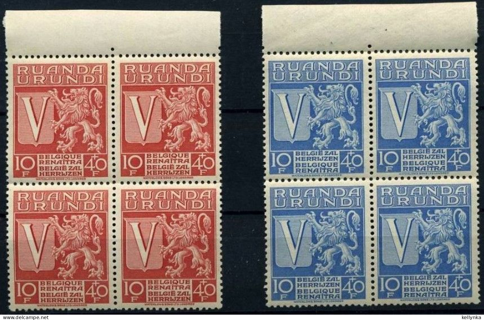 Ruanda Urundi - 148/149 - Blocs De 4 - Spitfire - 1942 - MNH - Unused Stamps