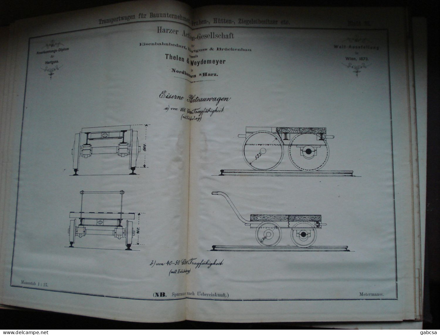 Rollwagen Plans 1872-73 Handmade "Kolos" And 18 Harzer Aktiengesellschaft Plan Printed In Book - Material Und Zubehör