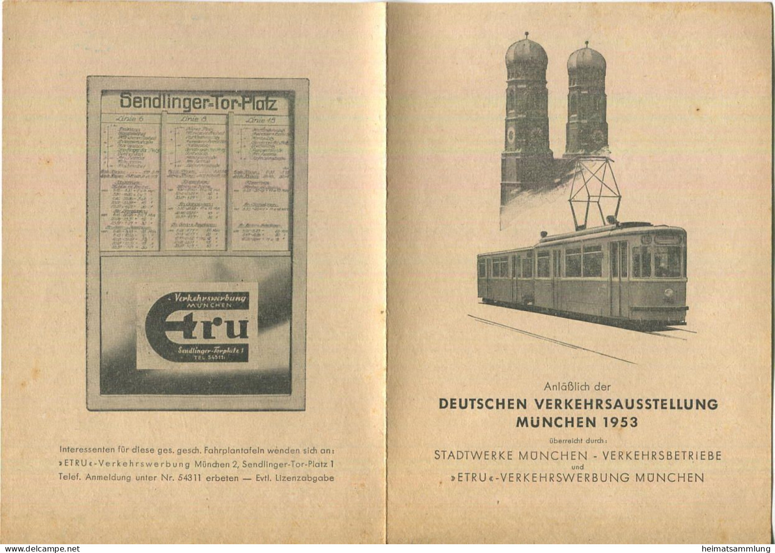 München 1953 - Verkehrslinien - Stadtwerke München - Verkehrsbetriebe - Europa