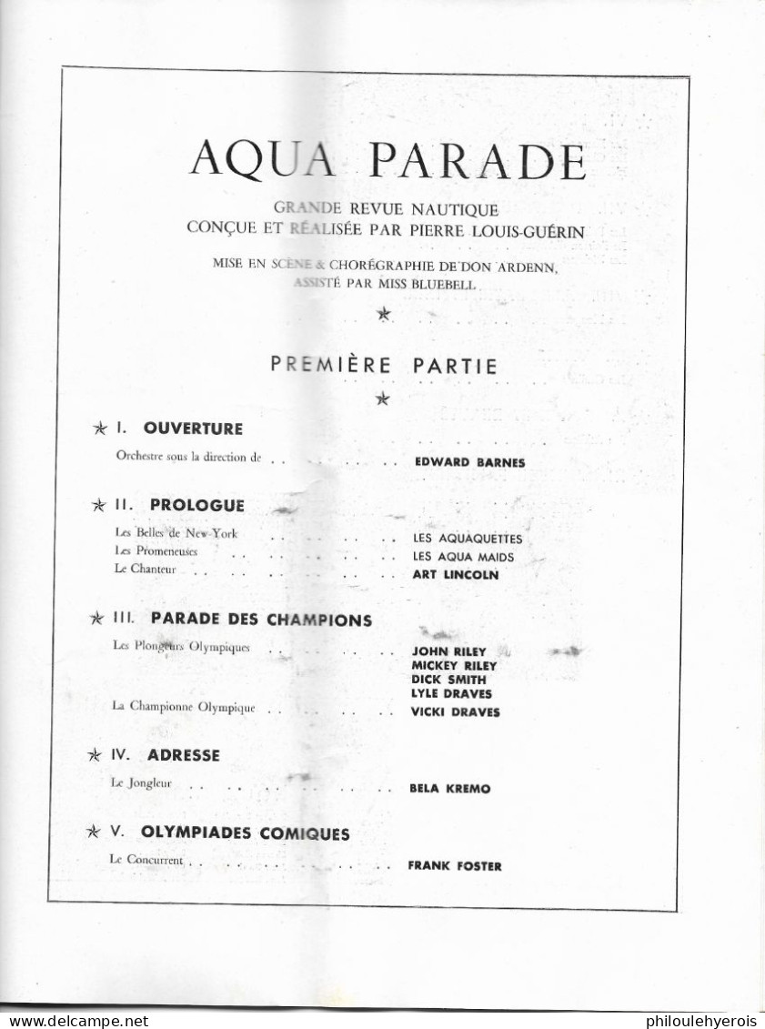 REVUE : SPECTACLE AQUA PARADE 1950  28 photos + programme 8 scans