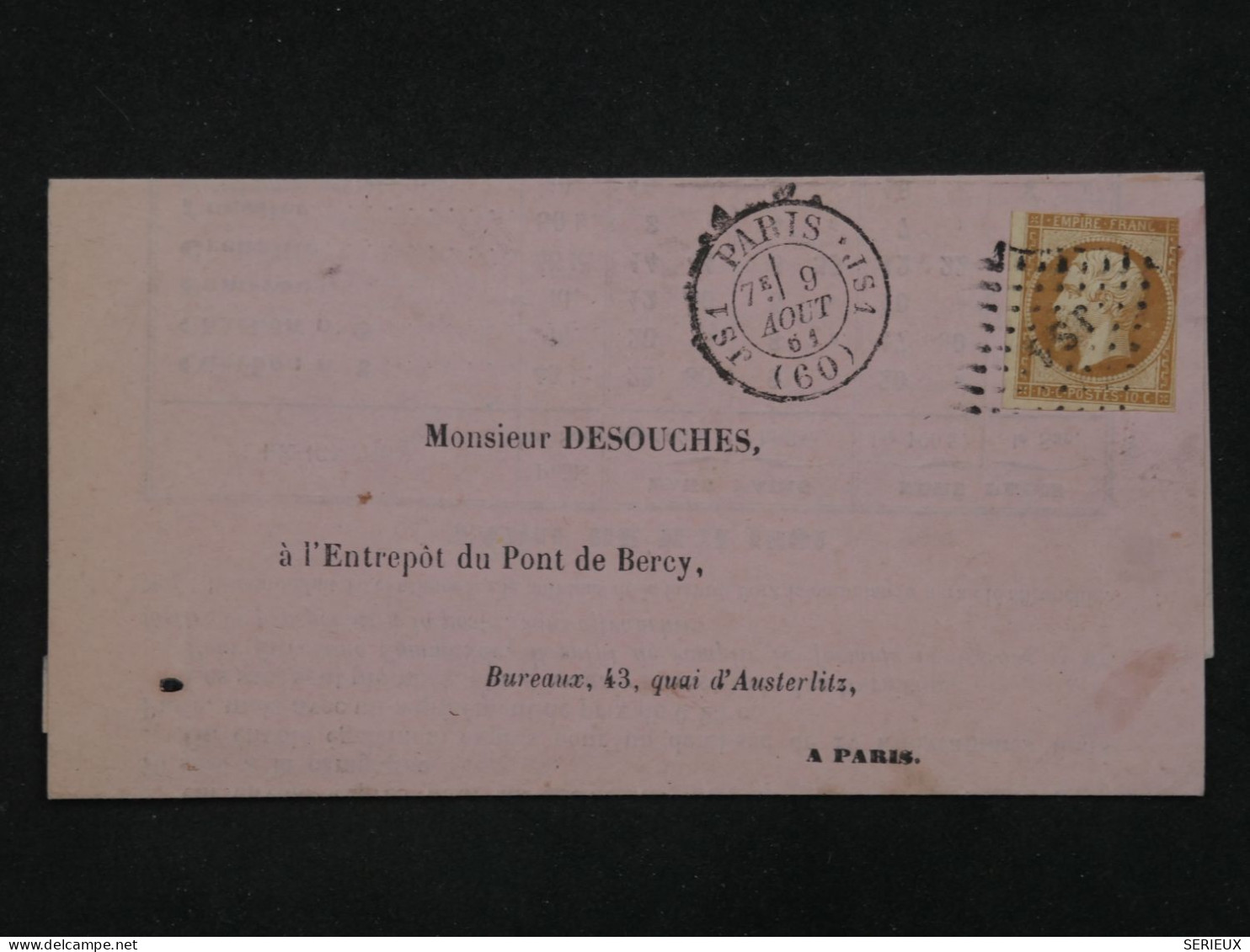 BR2 FRANCE BELLE LETTRE RR 1861   PARIS   + NAP N° 13 +AFF. INTERESSANT + - 1853-1860 Napoleon III