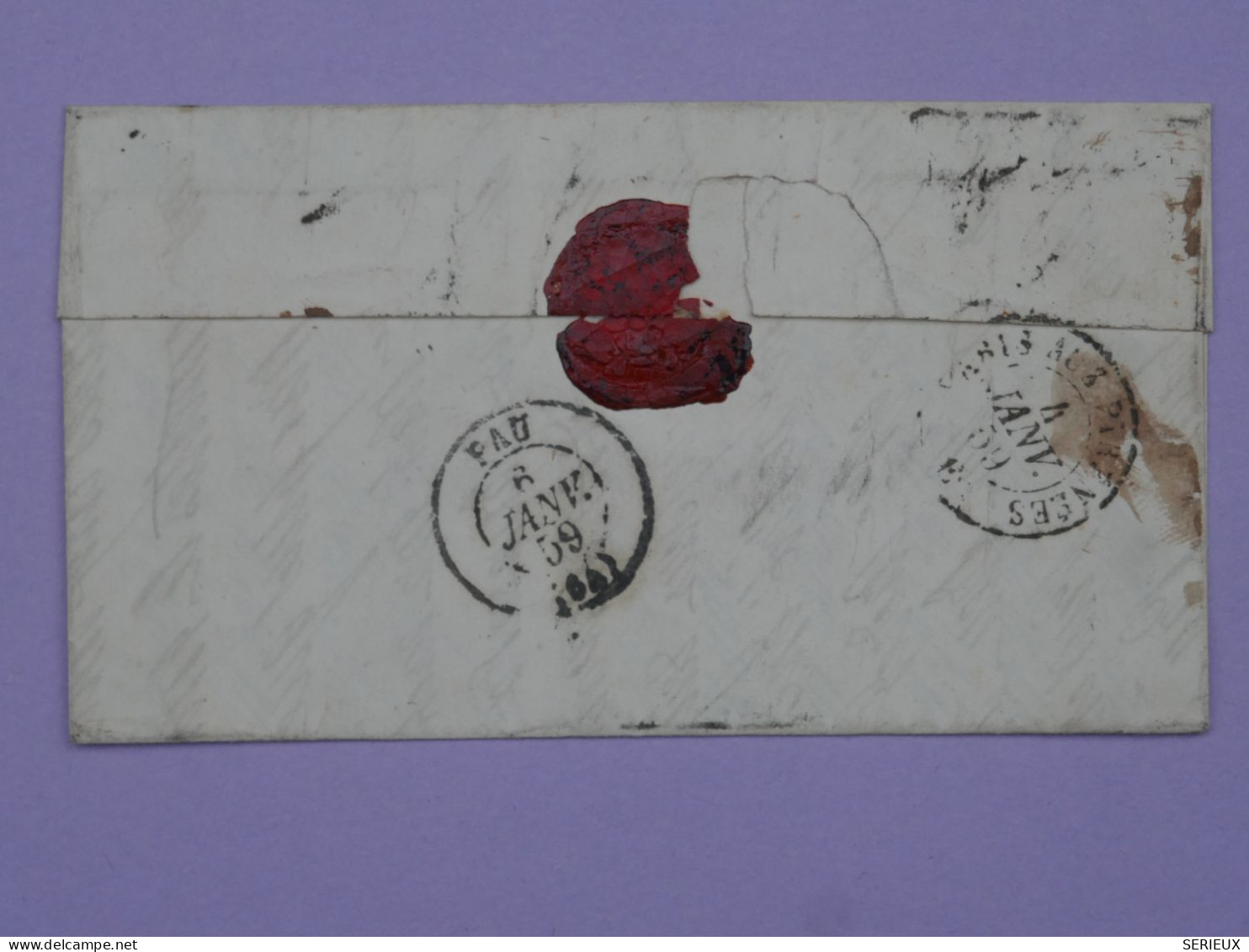 BR2 FRANCE BELLE LETTRE RR 1854  PARIS  A  PAU  +N°14  LOS. BATON  +AFF. INTERESSANT + - 1853-1860 Napoleon III