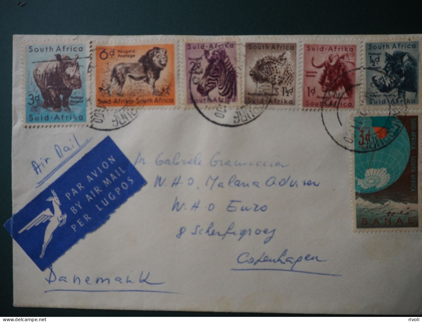 SUID AFRIKA- LETTRE PAR AVION DE JOHANNESBURG POUR "COPENHAGUE" DANEMARK - FDC