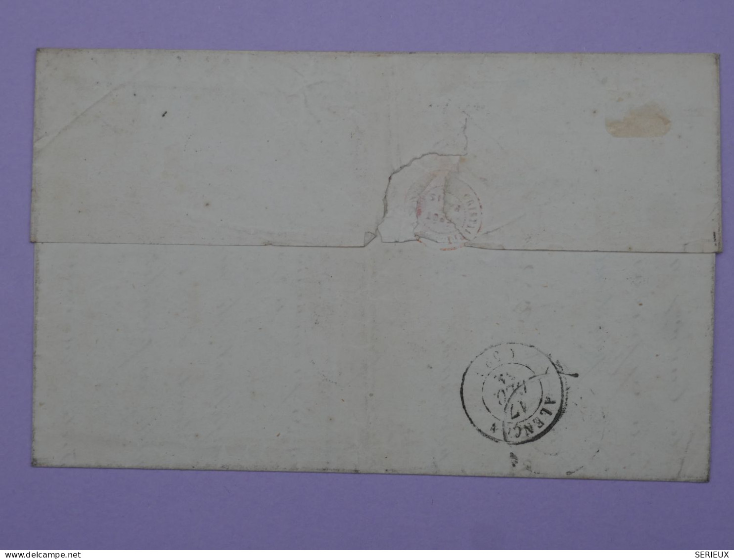 BR2 FRANCE BELLE LETTRE RR 1858  PARIS  A  ALENCON +N°14 AFF. INTERESSANT++ - 1853-1860 Napoleon III