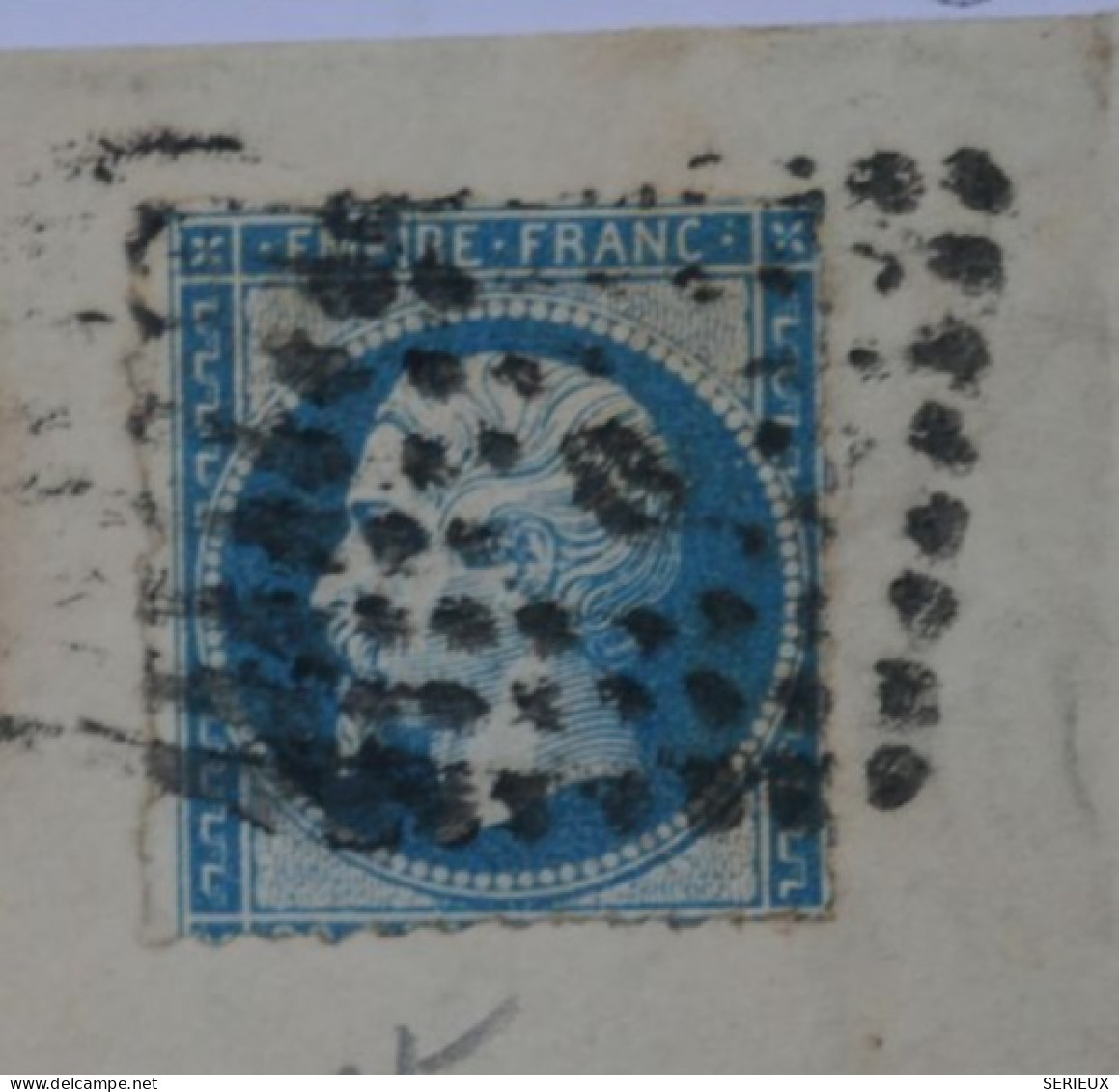 BR2 FRANCE  LETTRE RRR 1852  PARIS  A  MOULINS +N°22 PERCé EN LIGNE +AFF. INTERESSANT++ - 1862 Napoléon III