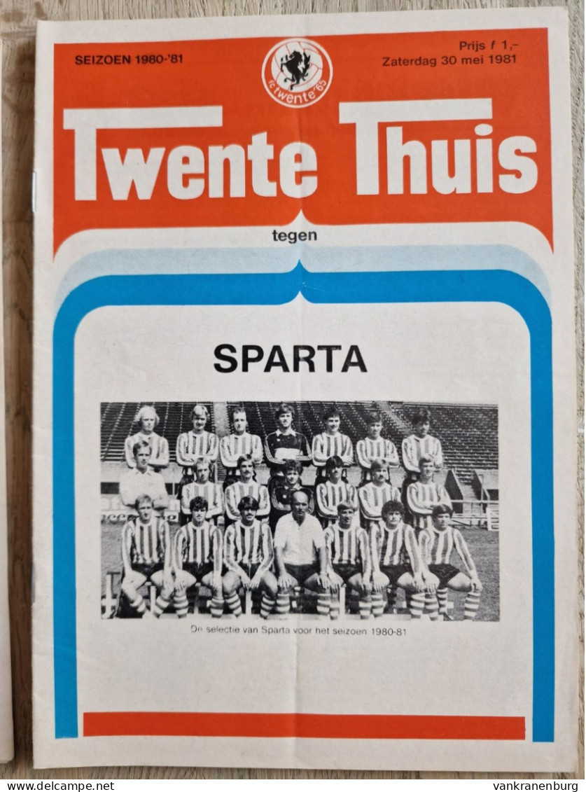 Programme FC Twente - Sparta Rotterdam - 30.5.1981 - KNVB Eredivisie - Holland - Programm - Football - Boeken