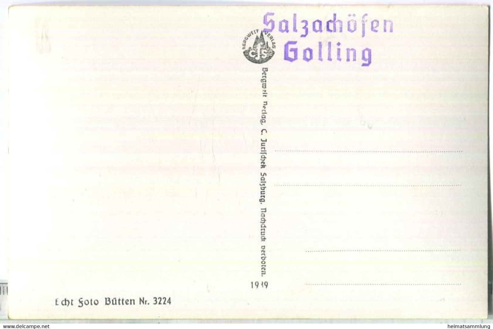 Gollinger Wasserfall - Foto-Ansichtskarte - Verlag C. Jurischek Salzburg 1939 - Golling