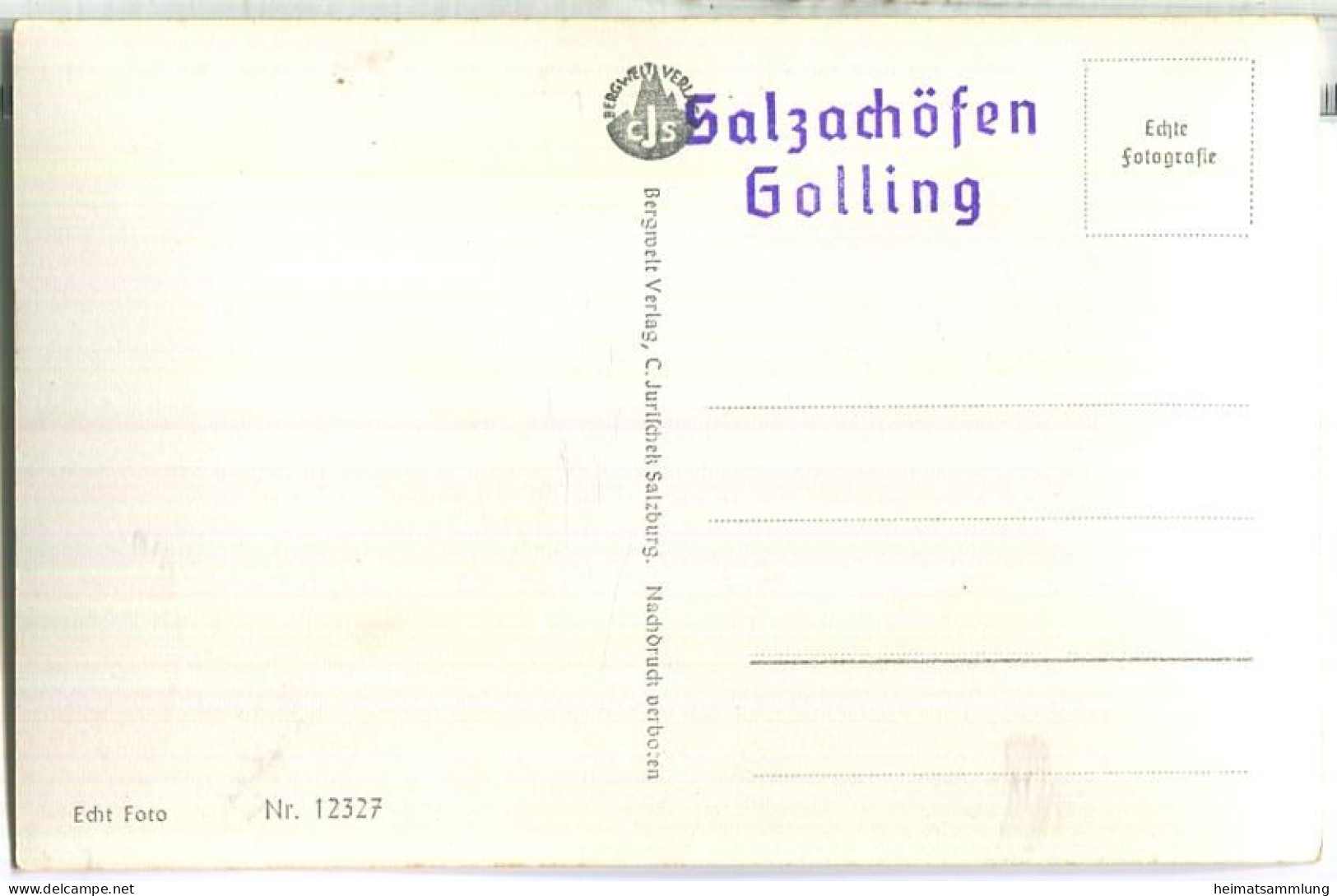 Gollinger Wasserfall - Foto-Ansichtskarte - Verlag C. Jurischek Salzburg - Golling