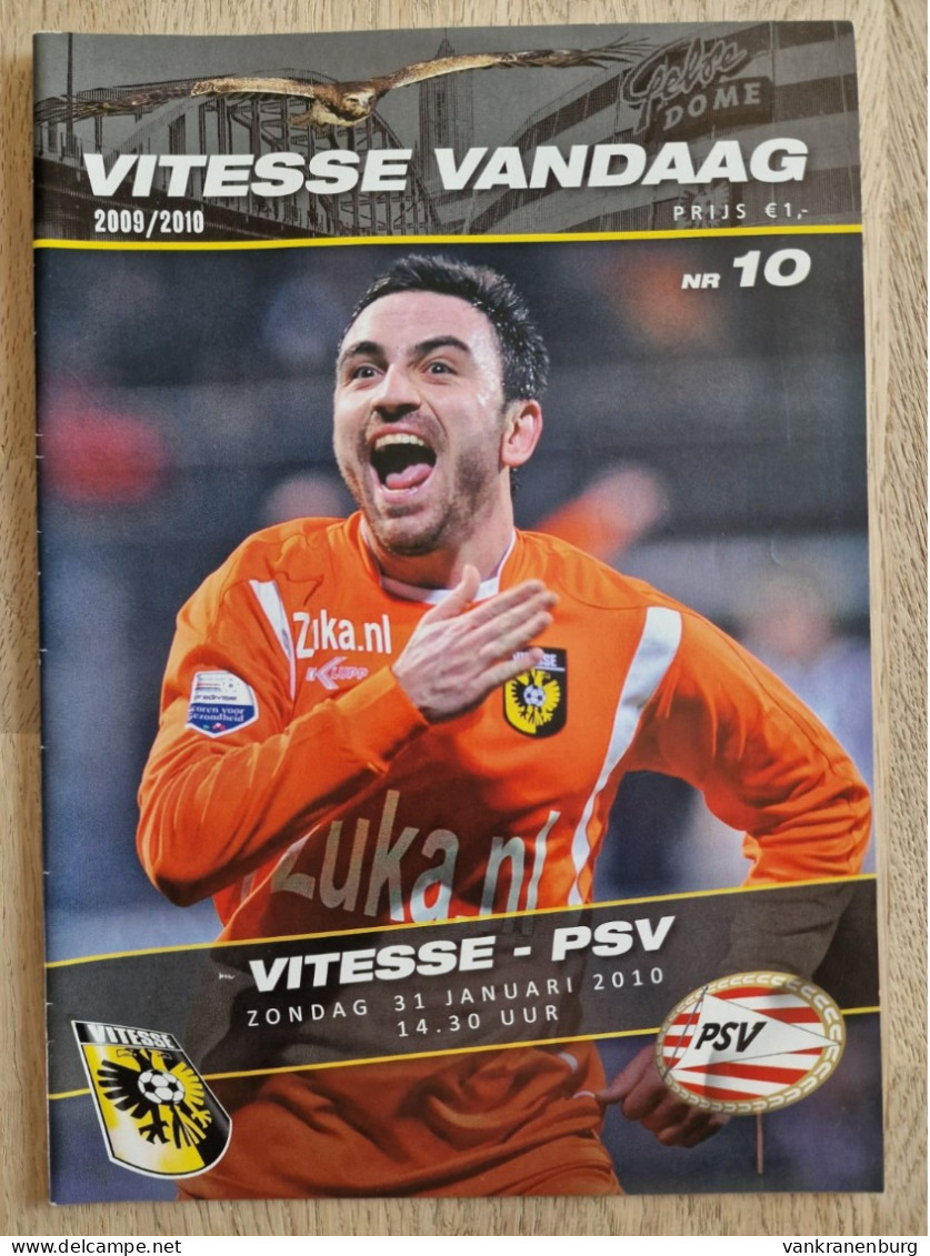 Programme Vitesse - PSV - 31.1.2010 -Eredivisie - Holland - Programm - Football - Onur Kaya - Libros