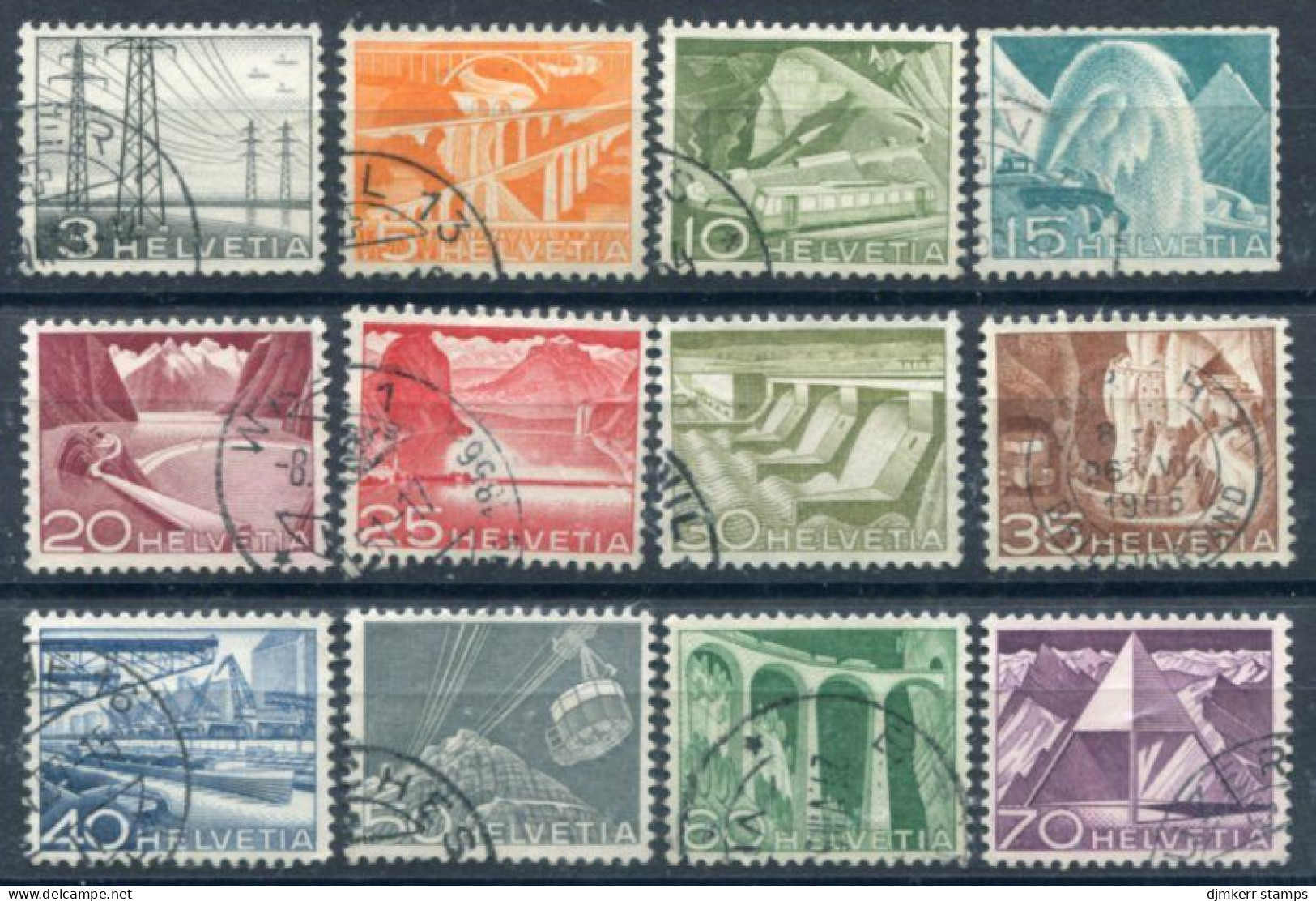SWITZERLAND 1949 Landscapes And Technology Used. Michel 529-40 - Used Stamps