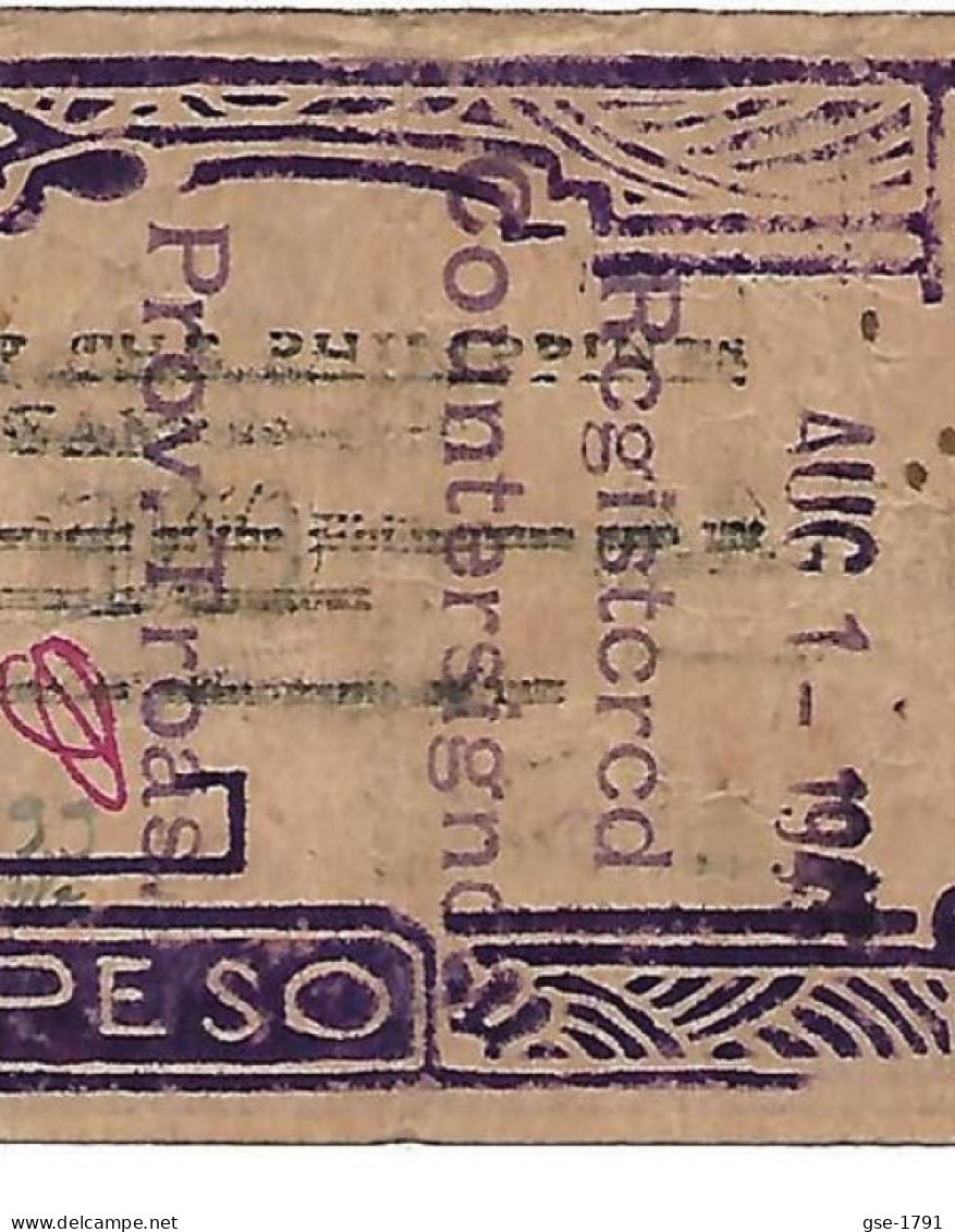 PHILIPPINES  CAGAYAN Province ONE Peso #187  Pourpre Avec Texte NOIR Et  PROV. TROAS ,  TTB - Philippines