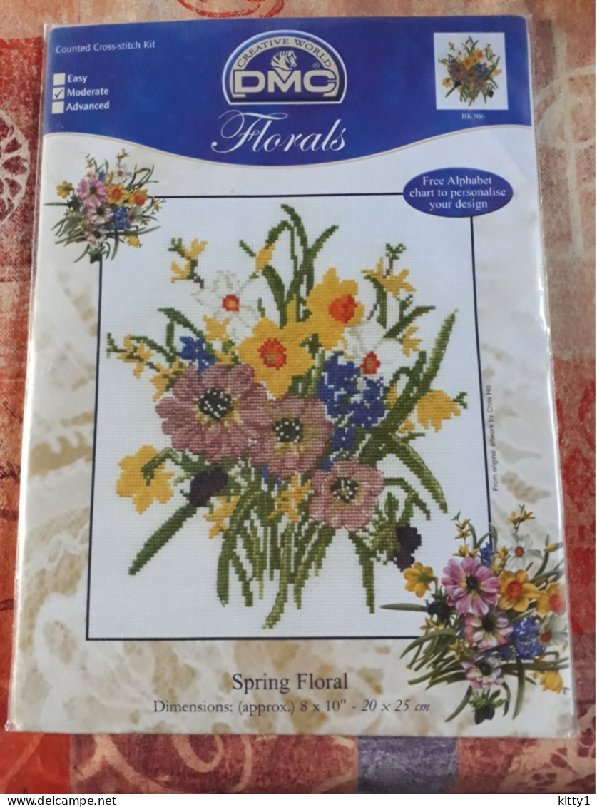 Kit DMC, Point De Croix, Neuf Et Complet (spring Floral) - Punto Croce