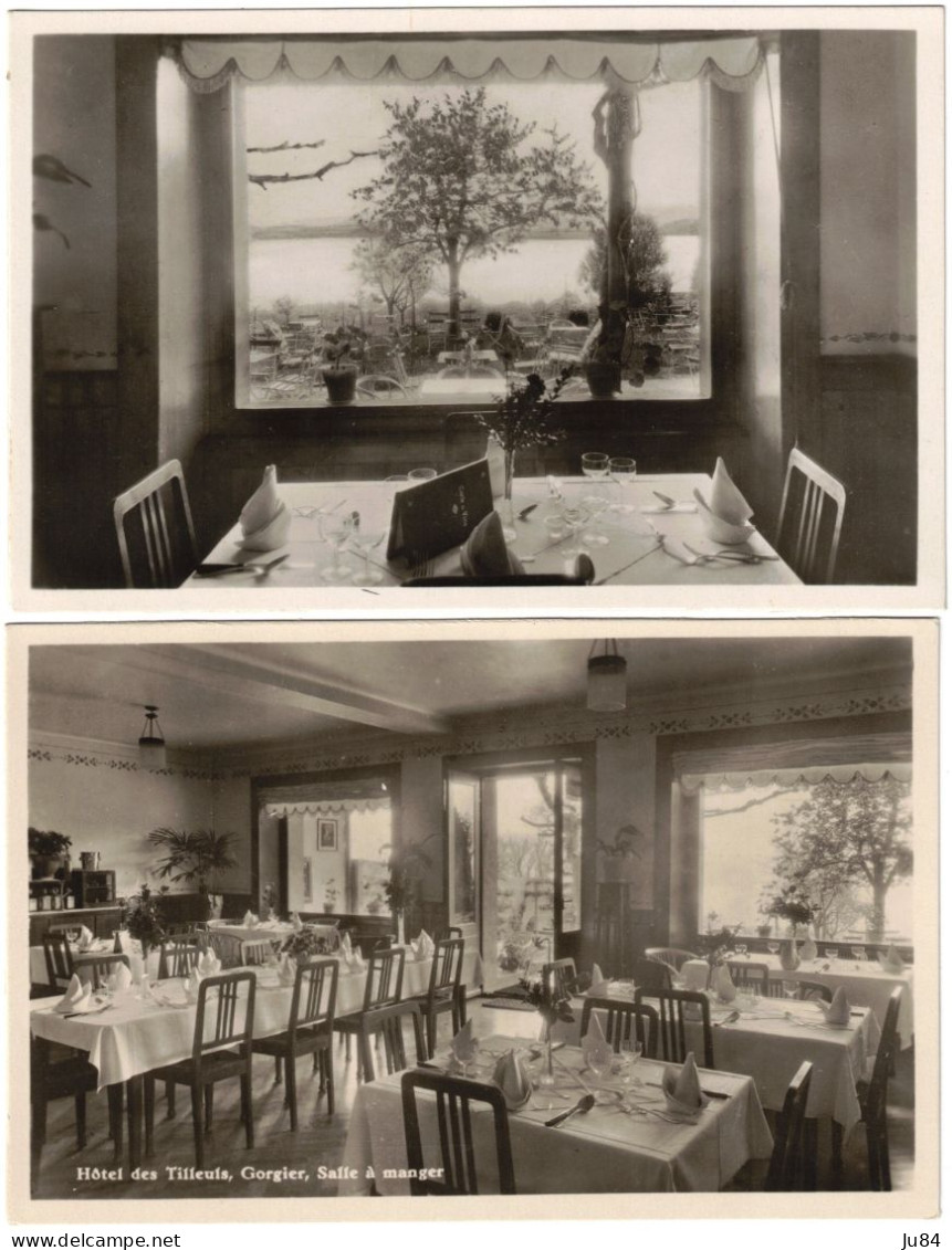 Suisse - Neuchâtel - Gorgier - Hotel Des Tilleuls - Salle à Manger & Vue Sur Le Jardin - 2 Cartes Postales Vierges - Gorgier