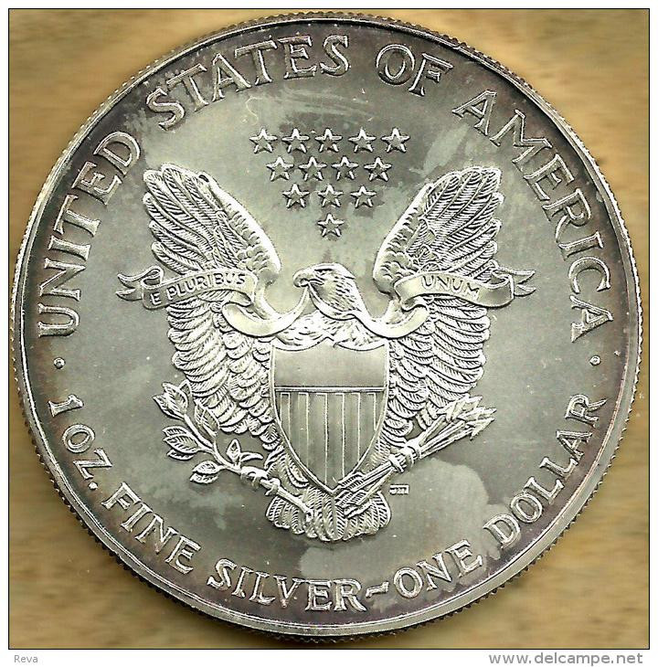 USA UNITED STATES 1 DOLLAR EAGLE EMBLEM FRONT WALKING LIBERTY BACK 2000 AG1 Oz SILVER KM? READ DESCRIPTION CAREFULLY !!! - Silver