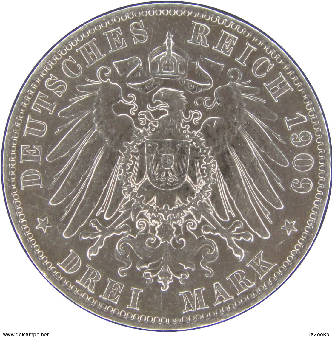 LaZooRo: Germany SAXONY-ALBERTINE 3 Mark 1909 E XF / UNC - Silver - 2, 3 & 5 Mark Argent