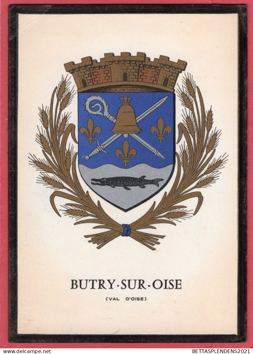 BUTRY SUR OISE  (Val D'Oise) - Armoiries Sur Carte Double - Butry