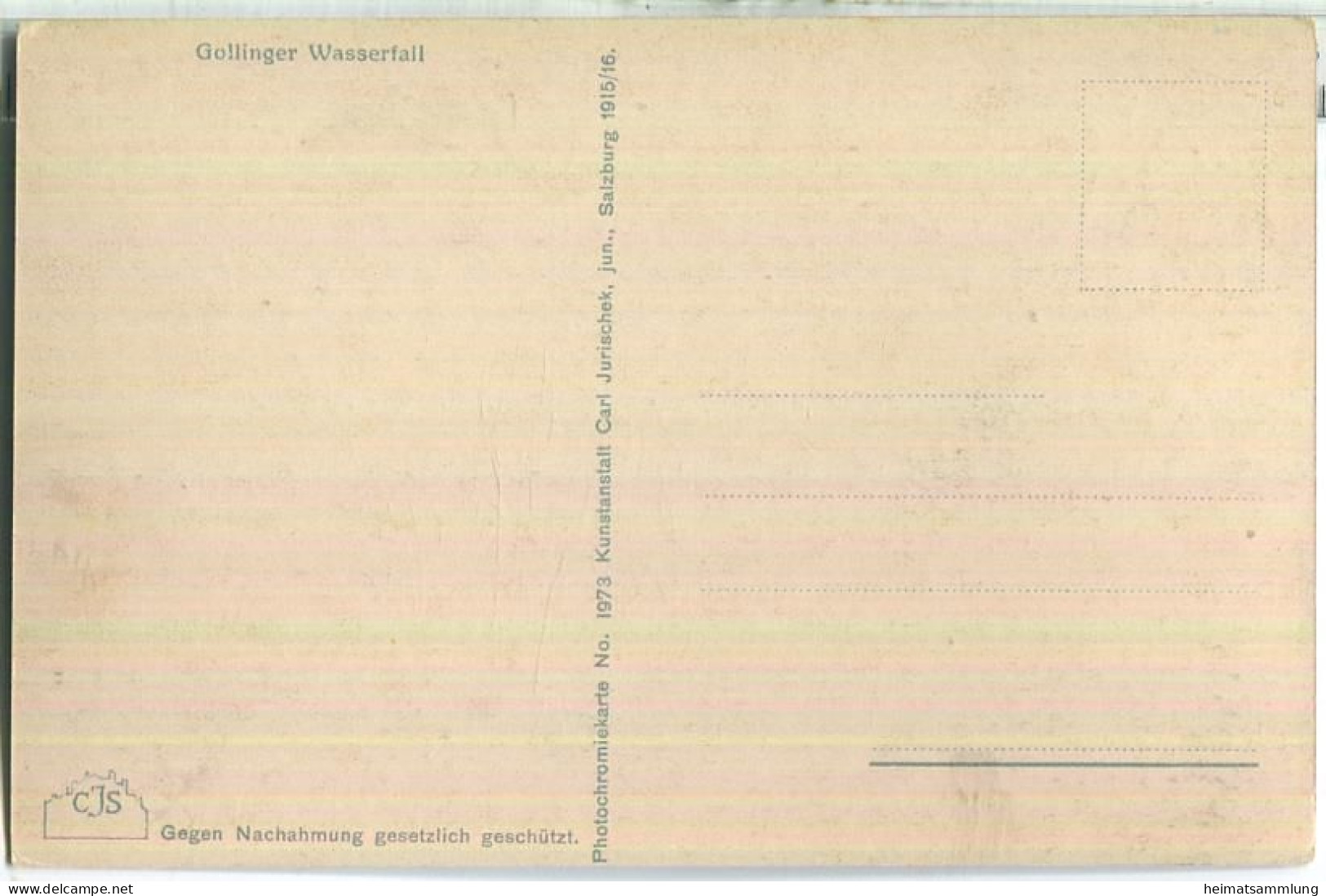 Gollinger Wasserfall - Verlag C. Jurischek Jun. Salzburg 1915/16 - Golling