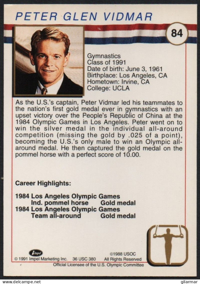 UNITED STATES - U.S. OLYMPIC CARDS HALL OF FAME - GYMNASTICS - PETER VIDMAR - # 84 - Trading Cards