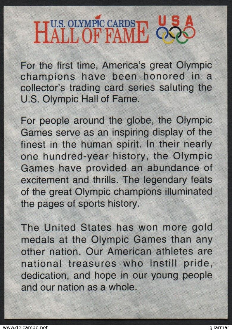 UNITED STATES - U.S. OLYMPIC CARDS HALL OF FAME - US OLYMPIC HALL OF FAME DISTINCTIVE ACHIEVEMENTS - # 87 - Trading Cards