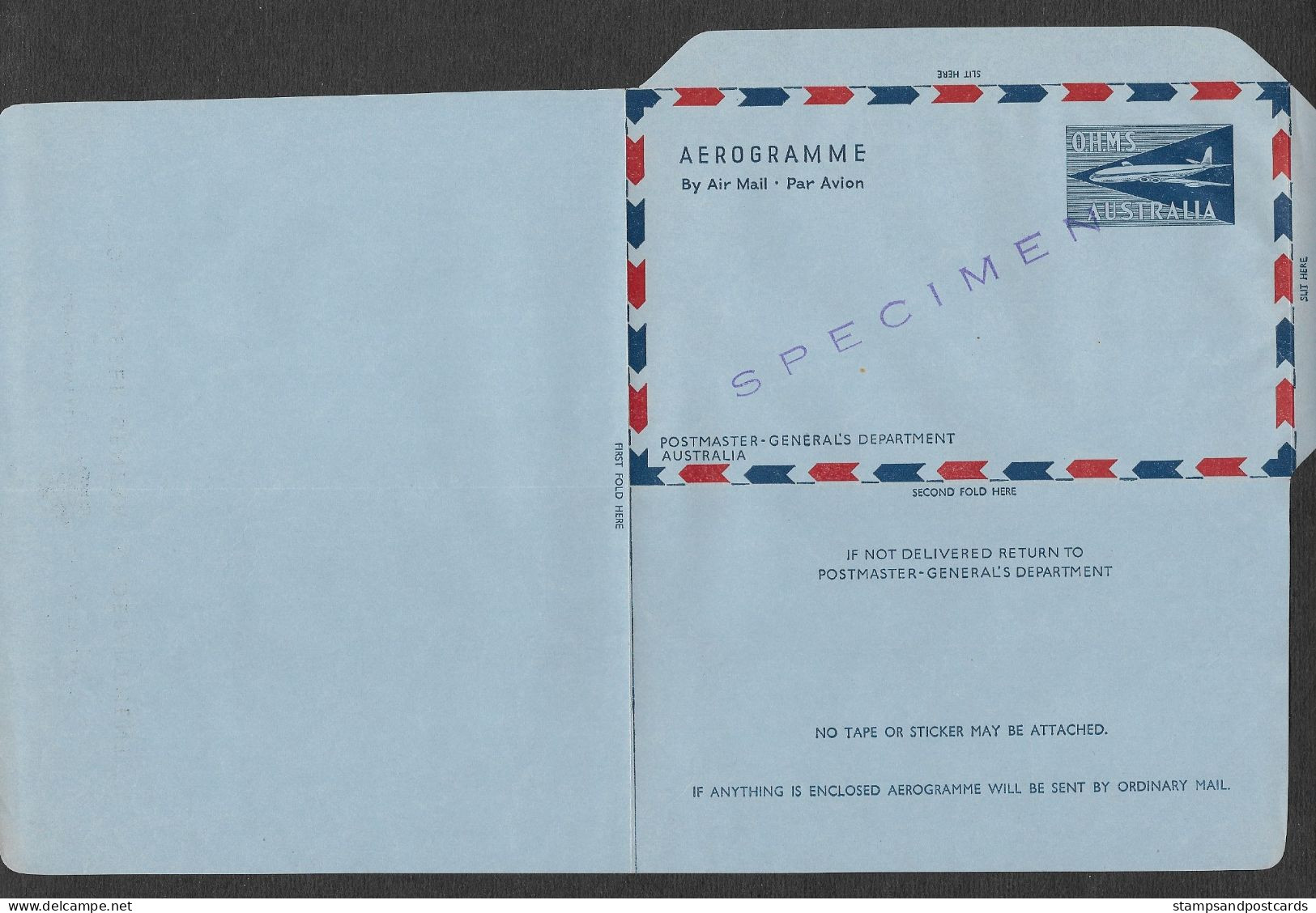 Australie Entier Postal Aerogramme OHMS Avec Specimen Australia Specimen Official ServiceAer Aerogram Air Letter - Aerograms