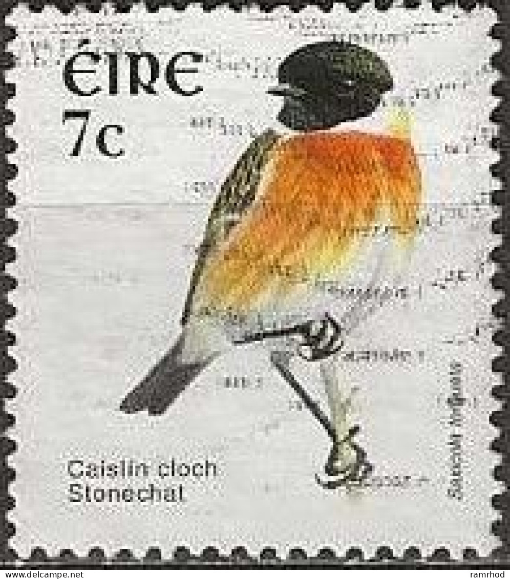 IRELAND 2002 New Currency Birds - 7c. - Common Stonechat FU - Gebruikt