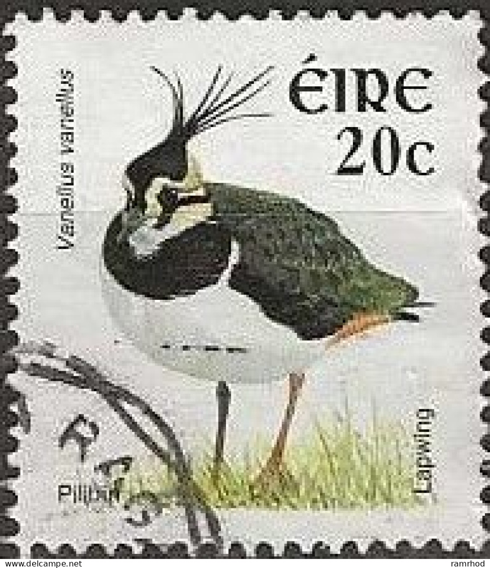 IRELAND 2002 New Currency Birds - 20c. - Northern Lapwing ('Lapwing') FU - Used Stamps