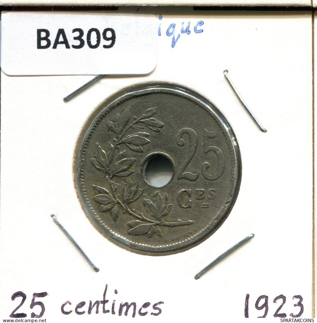 25 CENTIMES 1923 BÉLGICA BELGIUM Moneda #BA309.E - 25 Cents
