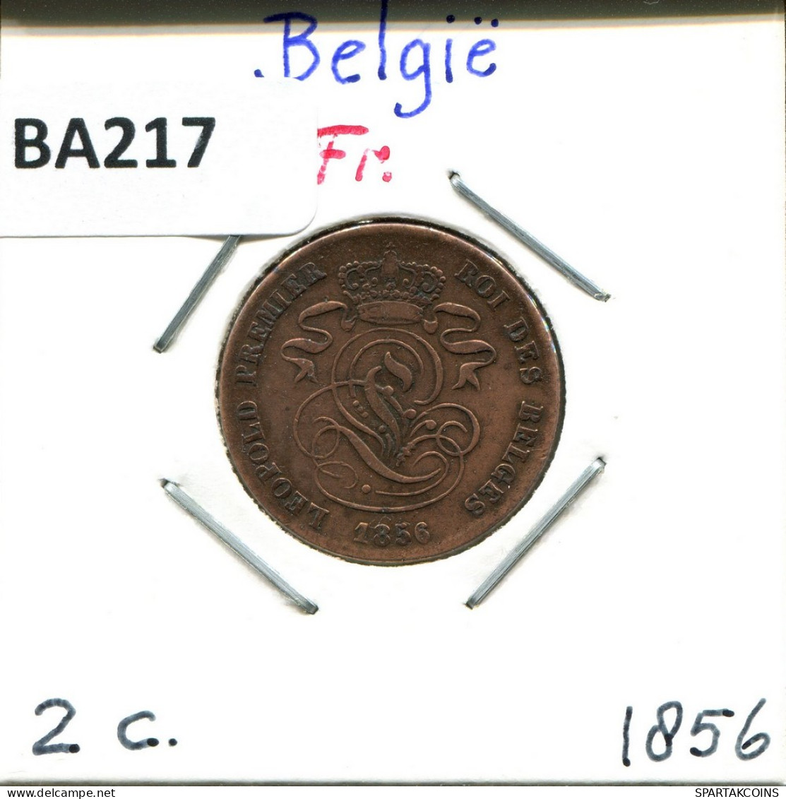 2 CENTIMES 1856 FRENCH Text BÉLGICA BELGIUM Moneda #BA217.E - 2 Cents