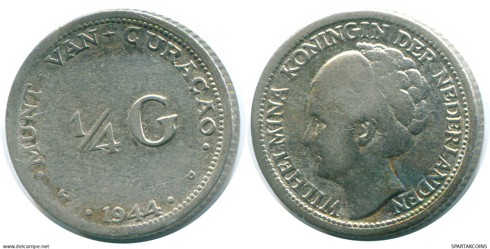 1/4 GULDEN 1944 CURACAO NEERLANDÉS NETHERLANDS PLATA Colonial #NL10576.4.E - Curaçao