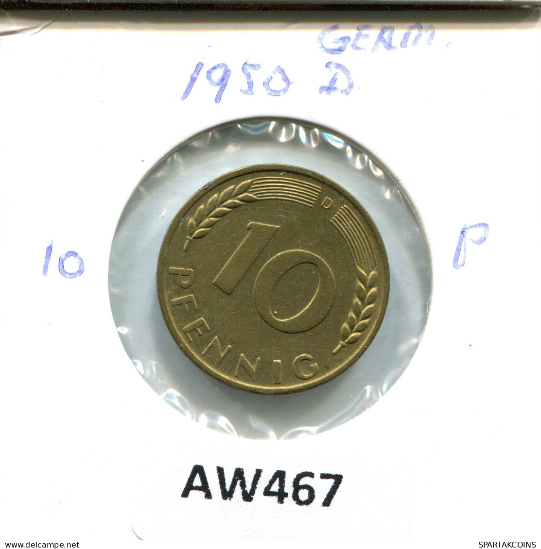 10 PFENNIG 1950 D ALEMANIA Moneda GERMANY #AW467.E - 10 Pfennig