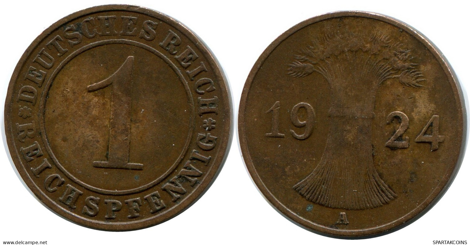 1 REICHSPFENNIG 1924 A ALEMANIA Moneda GERMANY #DB771.E - 1 Rentenpfennig & 1 Reichspfennig