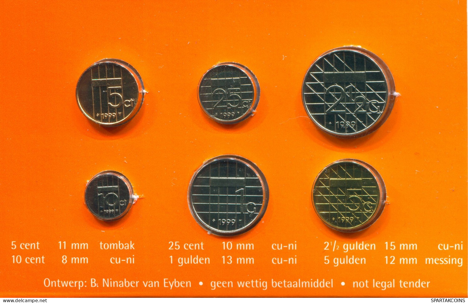 NEERLANDÉS NETHERLANDS 1999 MINI Moneda SET 6 Moneda RARE #SET1050.7.E - Nieuwe Sets & Testkits