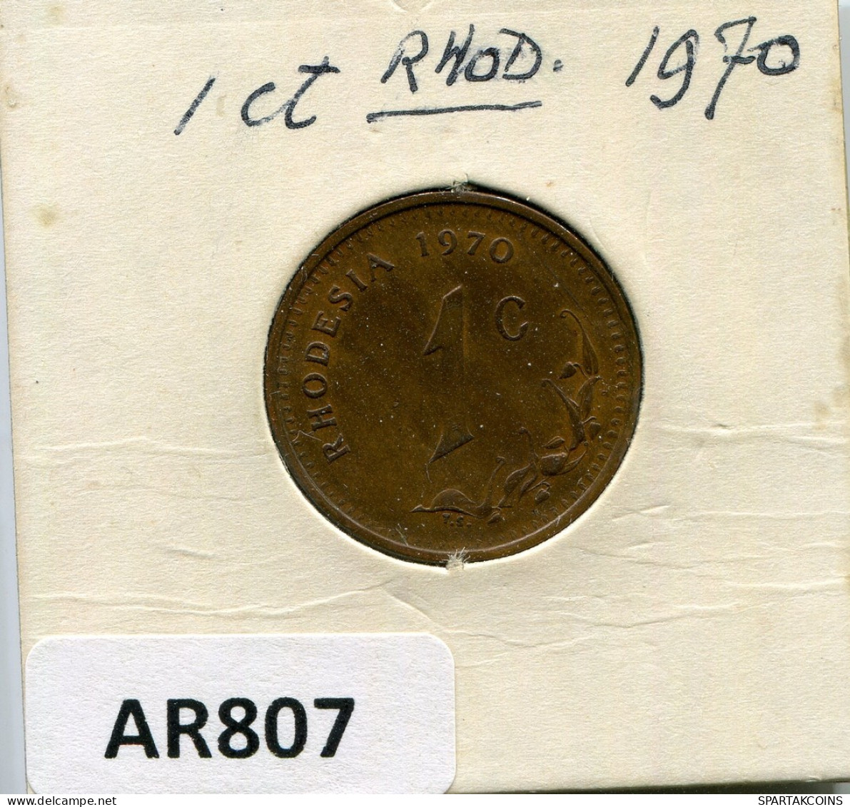 1 CENT 1970 RODESIA RHODESIA Moneda #AR807.E - Rhodésie