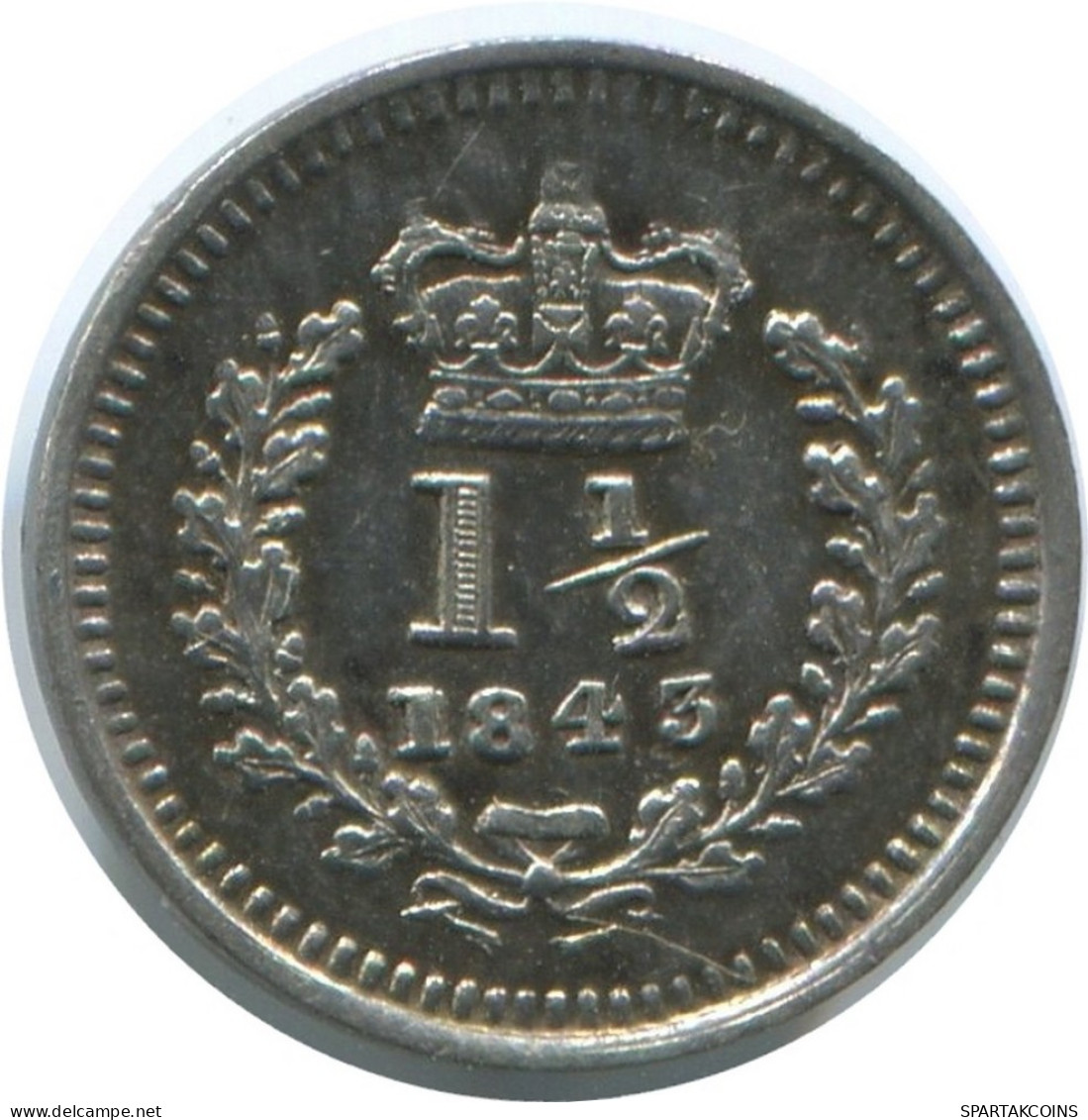 1 1/2 PENCE 1843 UK GBAN BRETAÑA GREAT BRITAIN PLATA Colonial #AE802.16.E - E. 1 1/2 - 2 Pence